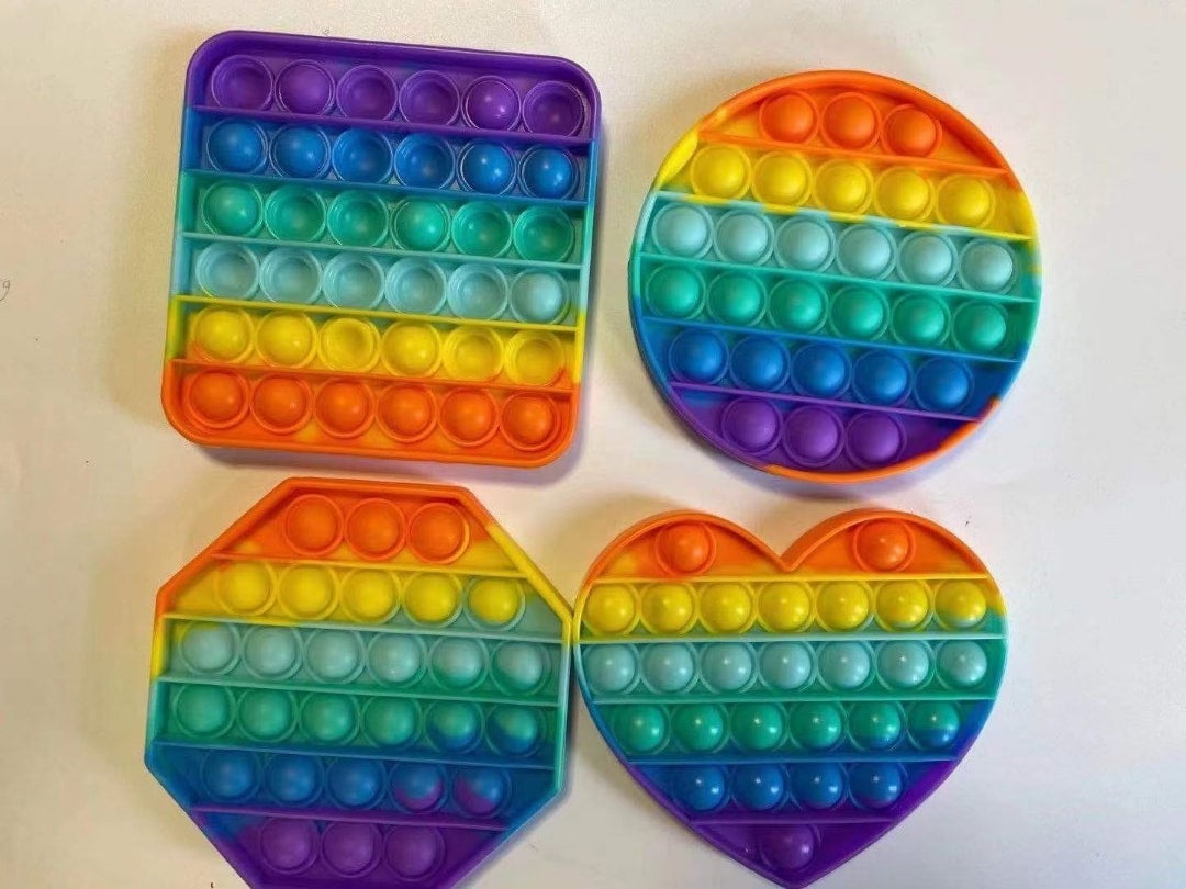 Push Bubble Pop Fidget 12.6cm Rainbow Assorted Shapes
