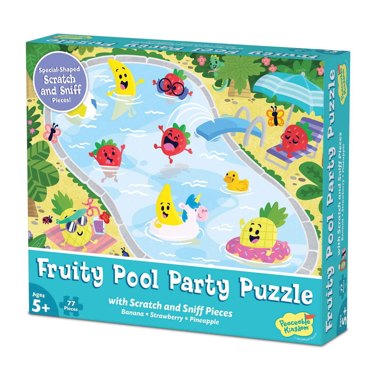 Peaceable Kingdom Scratch and Sniff Puzzle - Fruity Pool Party