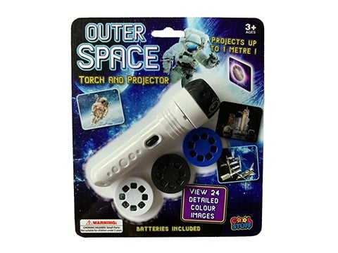 LED PROJECTOR TORCH W/OUTER SPACE & ROCKET SLIDES
