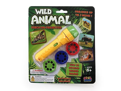 LED PROJECTOR TORCH WITH SLIDES - WILD ANIMALS
